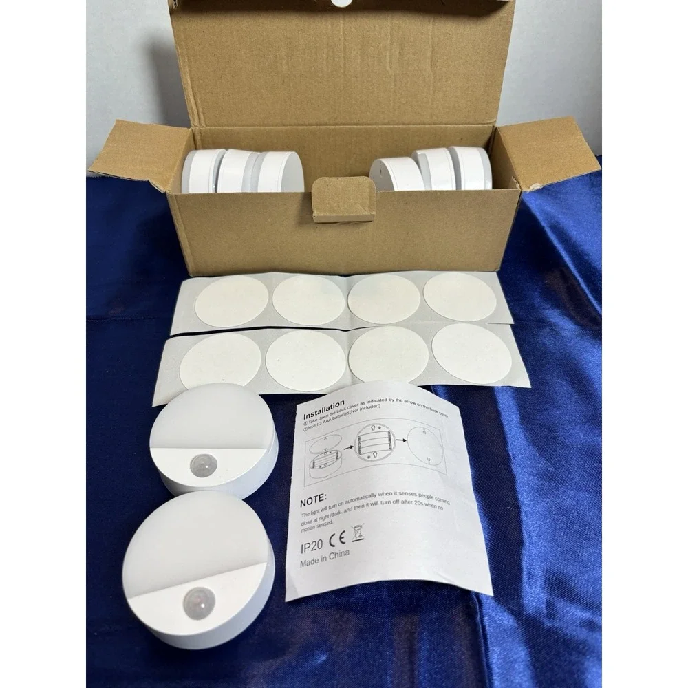 Guankai 8-Pack Motion Sensor LED Stair Night Lights White Battery Operated [A3]